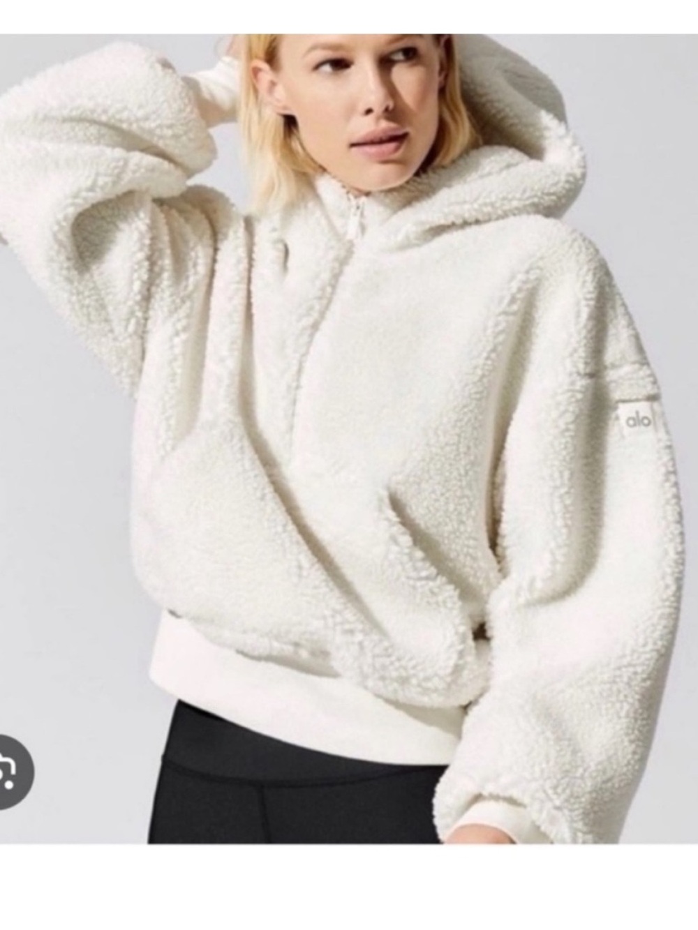 Alo Yoga Women’s Streetside Sherpa Half Zip White Jacket Small